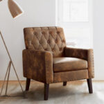 Linen Accent Chair Comfy Living Room Chair with Arms Upholstered Button Tufted Armchair Modern Arm Chairs - Image 14