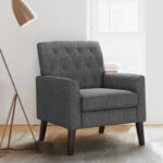 Linen Accent Chair Comfy Living Room Chair with Arms Upholstered Button Tufted Armchair Modern Arm Chairs - Image 17