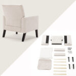 Linen Accent Chair Comfy Living Room Chair with Arms Upholstered Button Tufted Armchair Modern Arm Chairs - Image 4