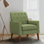 Linen Accent Chair Comfy Living Room Chair with Arms Upholstered Button Tufted Armchair Modern Arm Chairs - Image 10