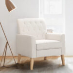 Linen Accent Chair Comfy Living Room Chair with Arms Upholstered Button Tufted Armchair Modern Arm Chairs - Image 11