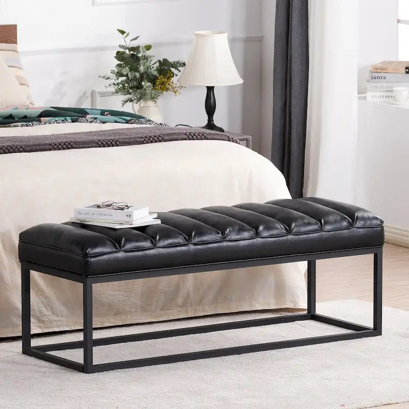 9414009421983_557463 Modern Metal Base Upholstered Bench for Bedroom for Entryway - Image 1