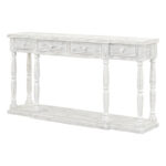 Retro Senior Console Table for Hallway Living Room Bedroom with 4 Front Facing Storage Drawers and 1 Shelf - Image 13