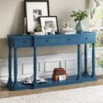 Retro Senior Console Table for Hallway Living Room Bedroom with 4 Front Facing Storage Drawers and 1 Shelf - Image 19