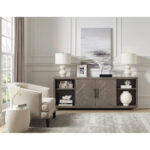 80 Two Door TV Console, Entertainment Stand, Wood Accent Cabinet, Fully Assembled, Gray - 80W x 32H x 16D - Image 11