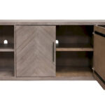 80 Two Door TV Console, Entertainment Stand, Wood Accent Cabinet, Fully Assembled, Gray - 80W x 32H x 16D - Image 4