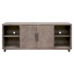 80 Two Door TV Console, Entertainment Stand, Wood Accent Cabinet, Fully Assembled, Gray - 80W x 32H x 16D - Image 6