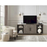 80 Two Door TV Console, Entertainment Stand, Wood Accent Cabinet, Fully Assembled, Gray - 80W x 32H x 16D - Image 10