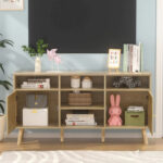 Modern Rattan Wood TV Stand Console Table for TVs up to 65" - 59" - Image 3