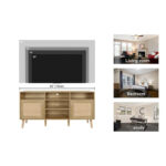 Modern Rattan Wood TV Stand Console Table for TVs up to 65" - 59" - Image 5