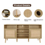 Modern Rattan Wood TV Stand Console Table for TVs up to 65" - 59" - Image 7