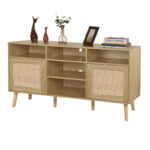 Modern Rattan Wood TV Stand Console Table for TVs up to 65" - 59" - Image 8