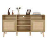 Modern Rattan Wood TV Stand Console Table for TVs up to 65" - 59" - Image 9