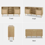 Modern Rattan Wood TV Stand Console Table for TVs up to 65" - 59" - Image 10