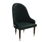 Leather Dining Chair with a Ripple Back and Gold Accents Design Elara Collection - Image 35