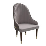 Leather Dining Chair with a Ripple Back and Gold Accents Design Elara Collection - Image 36