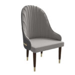 Leather Dining Chair with a Ripple Back and Gold Accents Design Elara Collection - Image 37