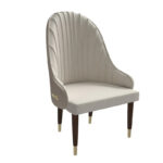 Leather Dining Chair with a Ripple Back and Gold Accents Design Elara Collection - Image 38