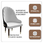 Leather Dining Chair with a Ripple Back and Gold Accents Design Elara Collection - Image 4