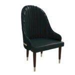 Leather Dining Chair with a Ripple Back and Gold Accents Design Elara Collection - Image 5