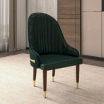 Leather Dining Chair with a Ripple Back and Gold Accents Design Elara Collection - Image 6