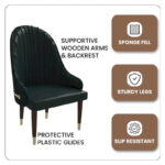 Leather Dining Chair with a Ripple Back and Gold Accents Design Elara Collection - Image 9