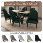Leather Dining Chair with a Ripple Back and Gold Accents Design Elara Collection - Image 10