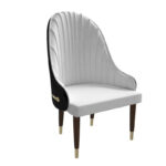 Leather Dining Chair with a Ripple Back and Gold Accents Design Elara Collection - Image 16