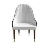 Leather Dining Chair with a Ripple Back and Gold Accents Design Elara Collection - Image 18