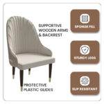 Leather Dining Chair with a Ripple Back and Gold Accents Design Elara Collection - Image 27