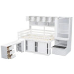 Full Size Wooden Loft Bed Big Storage with Under-bed Desk - Image 8