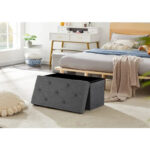 43in Foldable Storage Ottoman, Storage Chest for Bedroom End of Bed, Large Ottoman Bench Foot Rest Stool for Living Room - Image 2