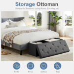 43in Foldable Storage Ottoman, Storage Chest for Bedroom End of Bed, Large Ottoman Bench Foot Rest Stool for Living Room - Image 7