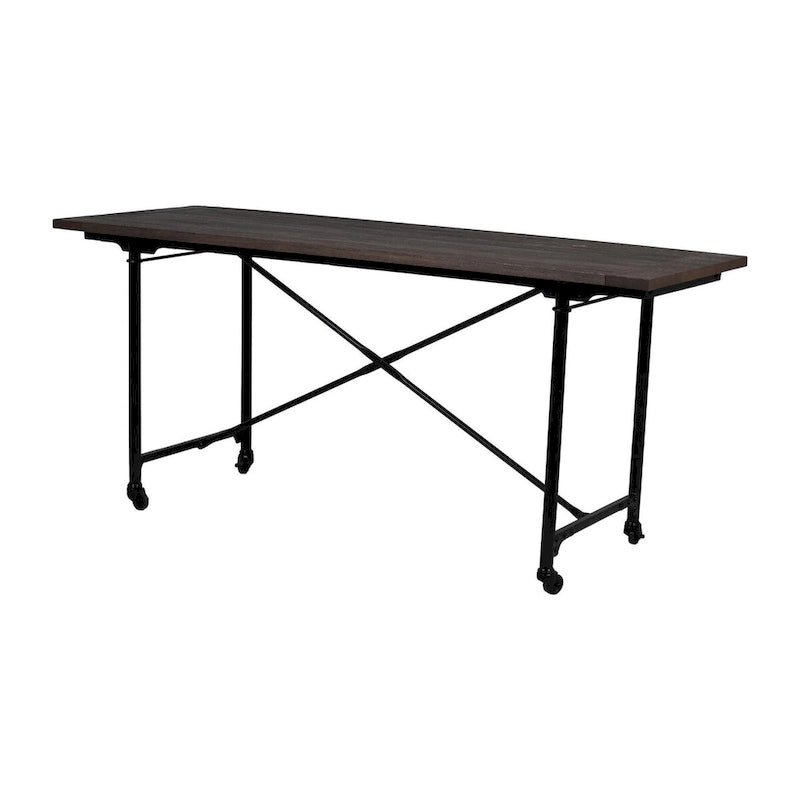 9432298619039_553275 Conway 66-inch Industrial Wheeled Trestle Table - Mango Wood & Metal - Image 1