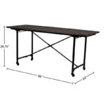 Conway 66-inch Industrial Wheeled Trestle Table - Mango Wood & Metal - Image 2