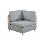Gimy 37 Inch Modular Corner Sofa Chair, Light Gray Dorris Fabric, Wood - Image 2