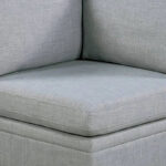 Gimy 37 Inch Modular Corner Sofa Chair, Light Gray Dorris Fabric, Wood - Image 4