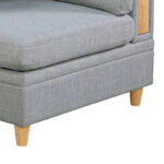 Gimy 37 Inch Modular Corner Sofa Chair, Light Gray Dorris Fabric, Wood - Image 5