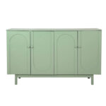 Stylish and Functional 4-Door Intaglio Storage Cabinet with Pine Legs, Solid Wood Pulls and MDF, for Living Room - Image 4
