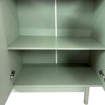 Stylish and Functional 4-Door Intaglio Storage Cabinet with Pine Legs, Solid Wood Pulls and MDF, for Living Room - Image 7