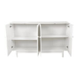 Stylish and Functional 4-Door Intaglio Storage Cabinet with Pine Legs, Solid Wood Pulls and MDF, for Living Room - Image 13