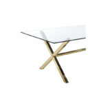 Tia 79 Inch Dining Table, Rectangular Tempered Glass Top, Gold, Clear - Image 5