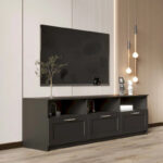 White modern minimalist TV cabinet 80 inch TV stand - Image 29
