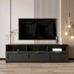 White modern minimalist TV cabinet 80 inch TV stand - Image 2