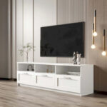 White modern minimalist TV cabinet 80 inch TV stand - Image 16