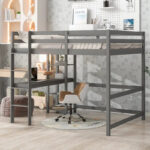 Full Loft Bed with Desk and Shelves - Image 15
