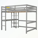 Full Loft Bed with Desk and Shelves - Image 3