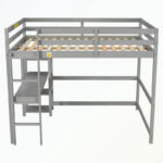 Full Loft Bed with Desk and Shelves - Image 5