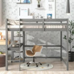 Full Loft Bed with Desk and Shelves - Image 8