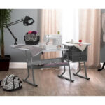 Eclipse Ultra Grey and White Wood Top Sewing Table - Image 8